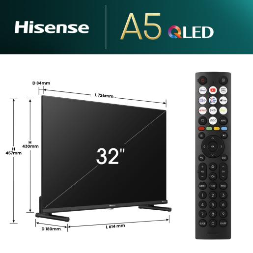 TV Hisense 32A59NQ 32" QLED FHD AI Smart Dolby Atmos Colori Quantum Dot