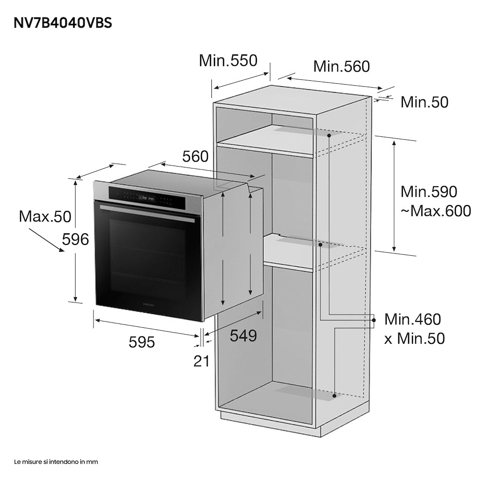 Forno Samsung NV7B4040VBS Da Incasso Classe A+ Multifunzione Vapore 76L Wifi Inox
