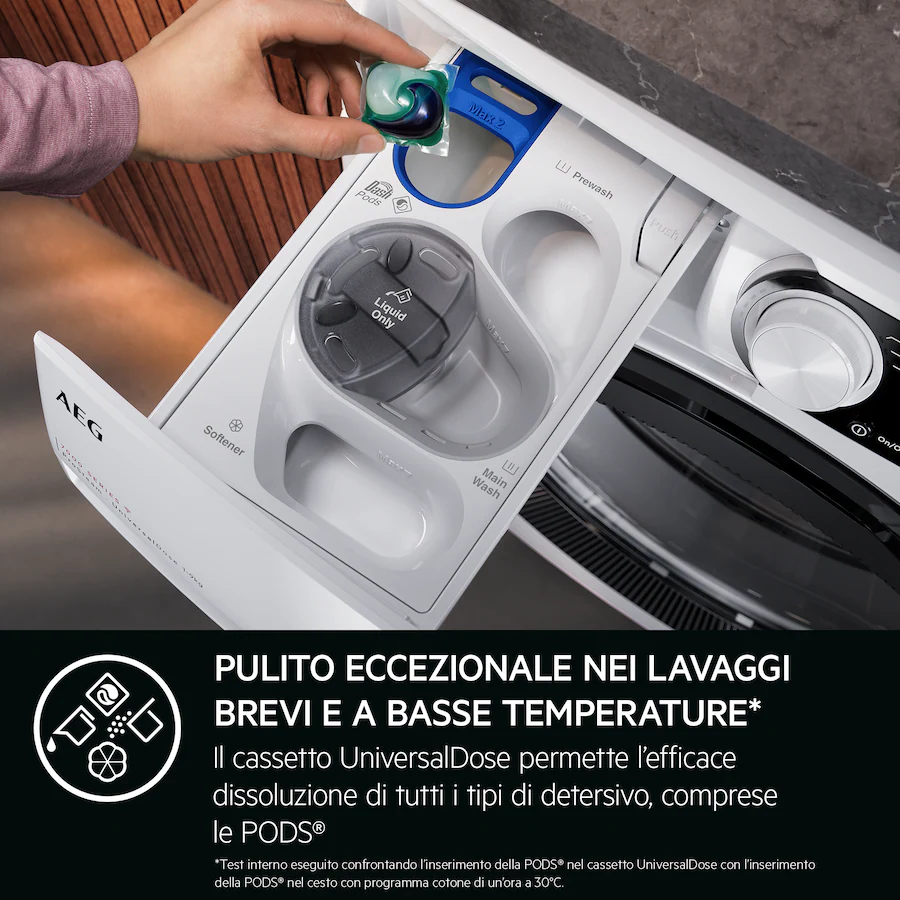 Lavatrice AEG LR8H86CBY 8 kg Classe A -20% 1600 giri Serie 8000 PowerCare UniversalDose Vapore