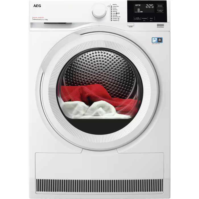Asciugatrice AEG TR8G83CW Pompa di Calore 8 kg Classe C Bianco Serie 8000 AbsoluteCare