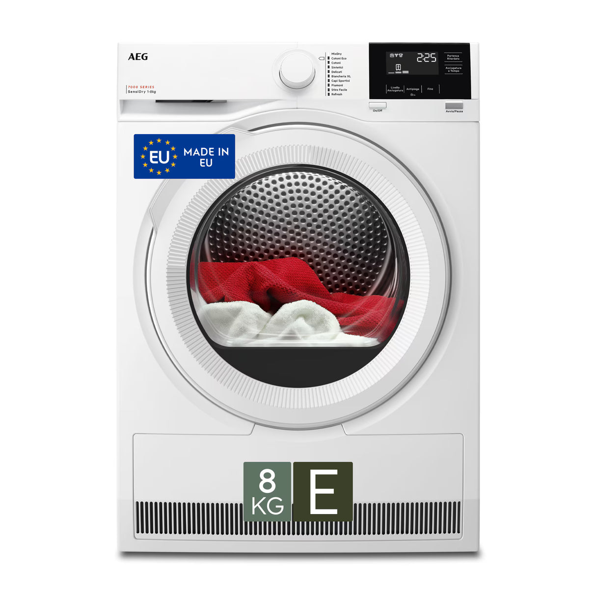 Asciugatrice AEG TR7G81OW Pompa di Calore 8KG Classe E Serie 7000 SensiDry