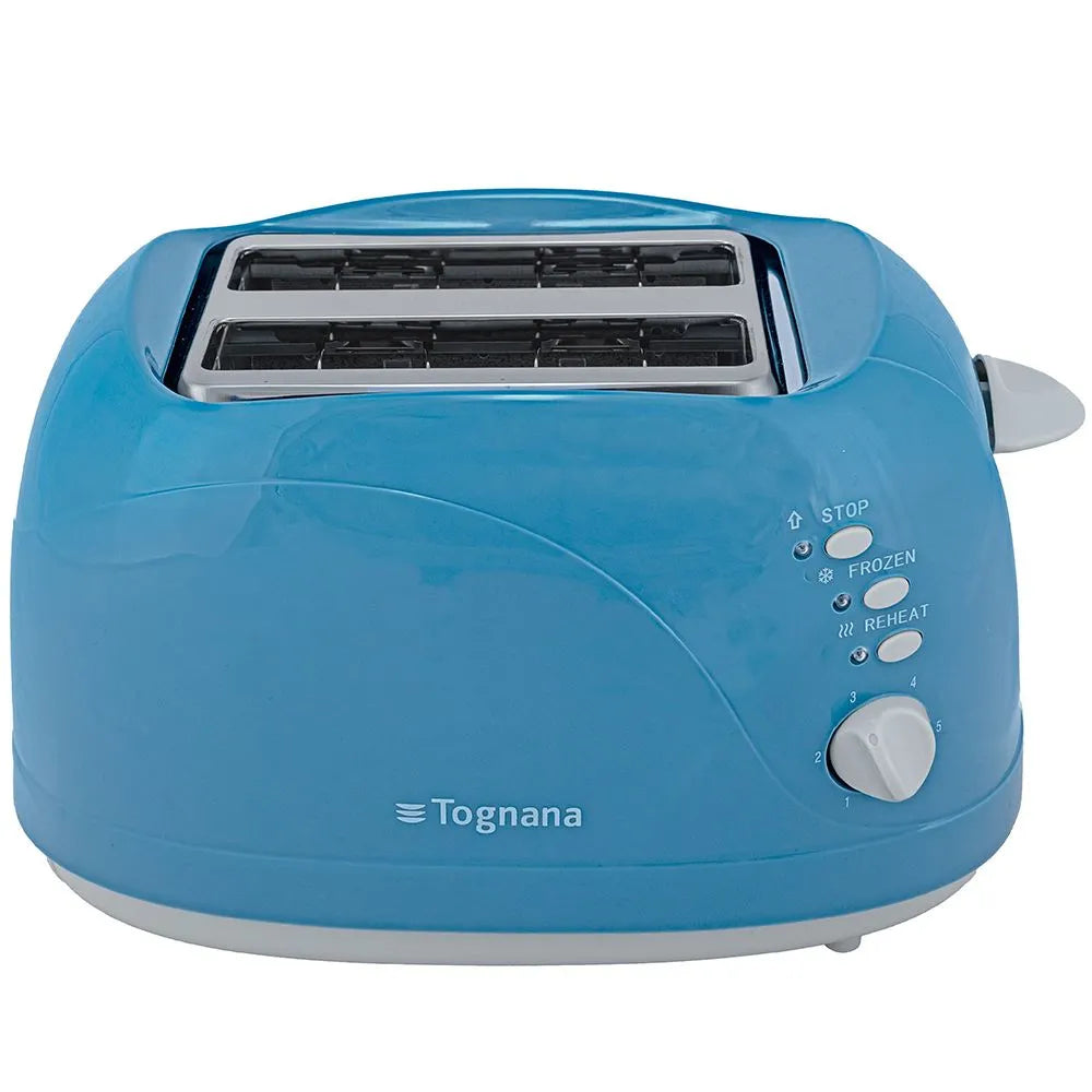 Tostapane Tognana D2DTN03IRZUA 750 Watt 6 Livelli di Doratura Funzione Scongelamento Funzione Riscalda Cassetto Fondo Raccoglibriciole colore Blu