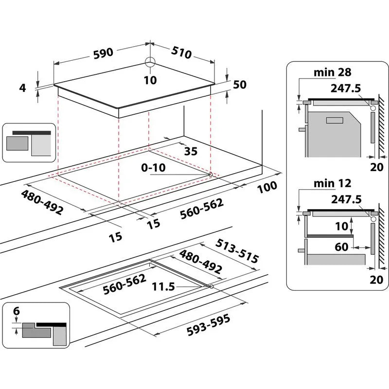 Piano Cottura Induzione Whirlpool WLB8160NE  60 Cm 4 Fuochi