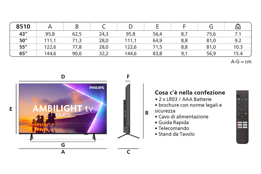 TV PHILIPS 75PUS8510/12 75" UHD QLED 4K TV Smart Ambilight