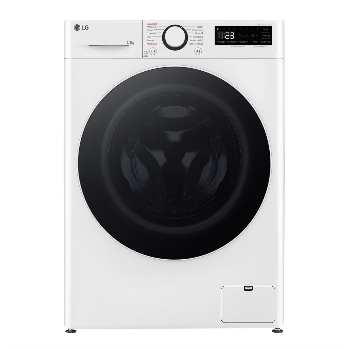 Lavasciuga LG D2R5S09TSWW 9/5 kg slim AI DD TurboWash 360 vapore 1200 giri Classe E / A-10% Bianca