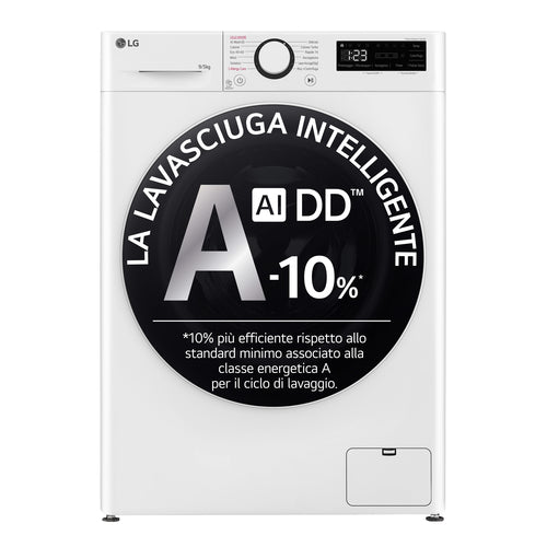 Lavasciuga LG D2R5S09TSWW 9/5 kg slim AI DD TurboWash 360 vapore 1200 giri Classe E / A-10% Bianca