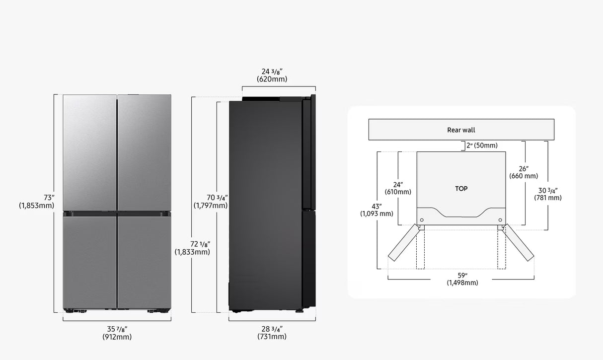 Frigorifero Quattro Porte Samsung RM70F67RDREF 669L Hybrid Cooling Classe D Inox