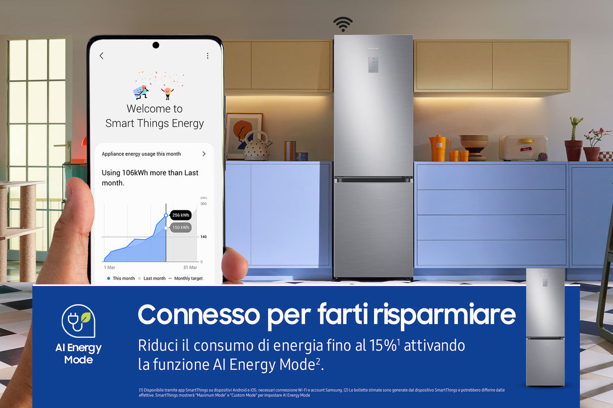 Frigorifero Combinato Samsung RB34C775CS9 EcoFlex AI No Frost Classe C 344 L Metal Inox