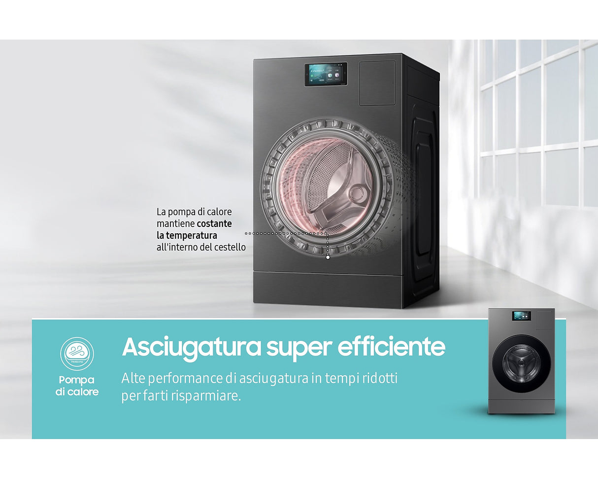 Lavasciuga Samsung WD18DB8995BZT2 18+11 Centrifuga 1000 Giri Nera Classe A