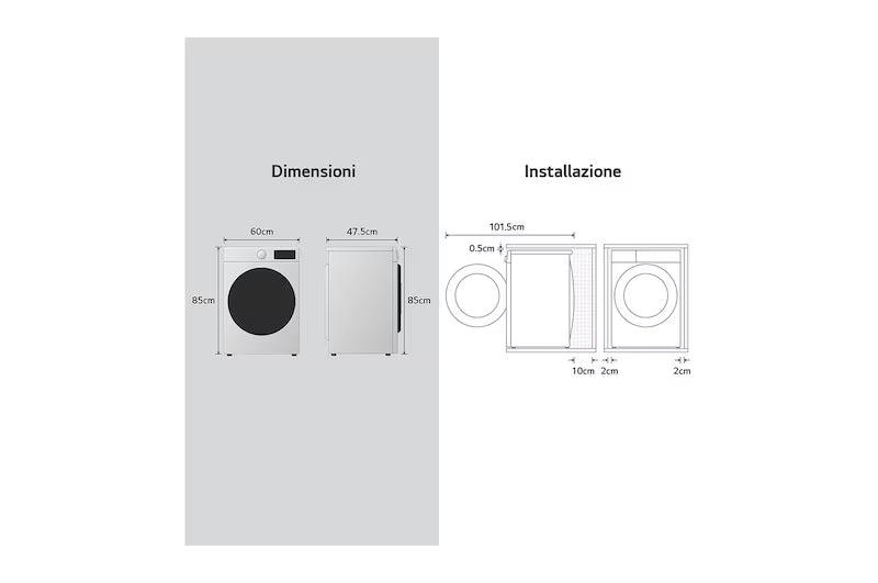 Lavatrice slim LG F2R3S09AIDD 9kg AI DD™ Serie R3 Classe A-10% 1200 giri