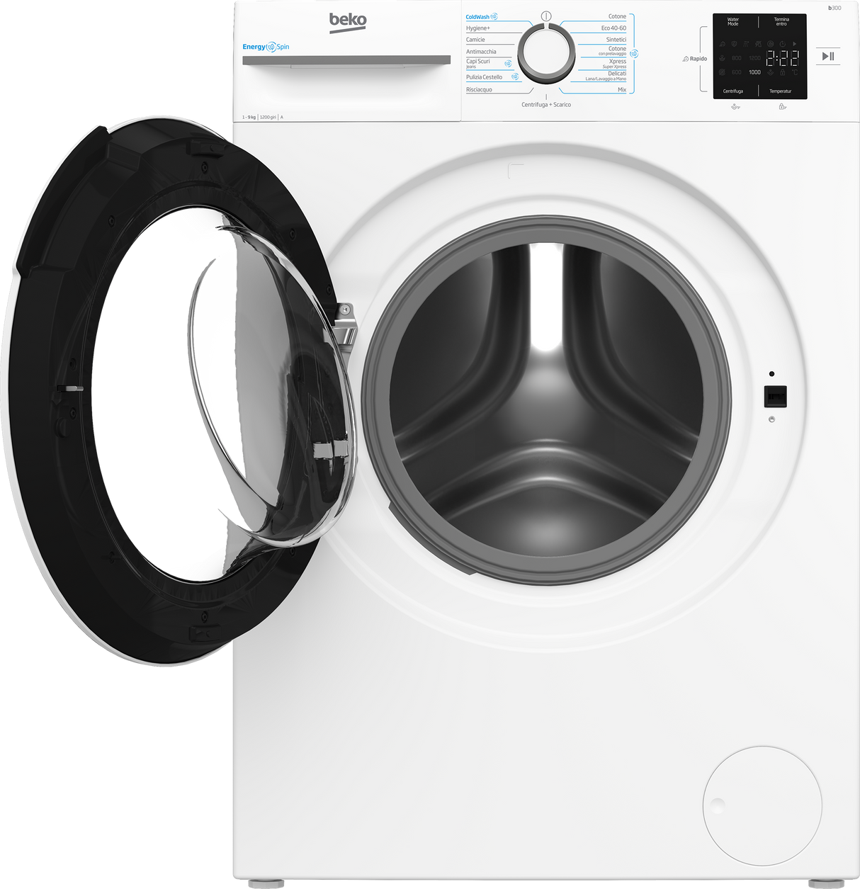 Lavatrice Beko BMWU3921W 9 Kg Classe A Prof. 55 cm 1200 giri Inverter Vapore EnergySpin  Bianco