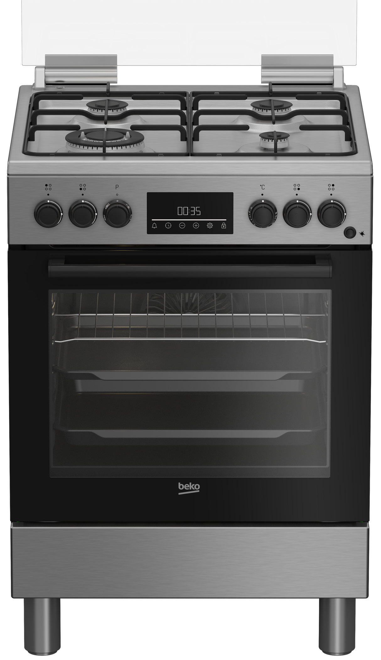 Cucina Beko FBE62310GX a Gas 4 Fuochi Forno Elettrico Ventilato Grill 60x60 cm Inox Classe A