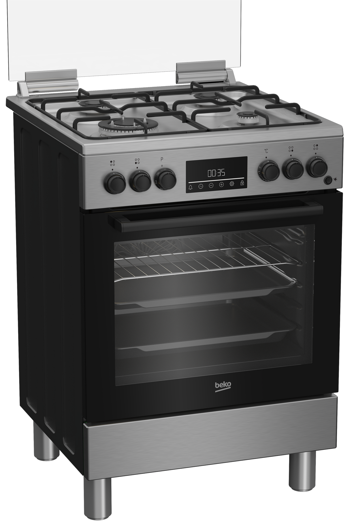 Cucina Beko FBE62310GX a Gas 4 Fuochi Forno Elettrico Ventilato Grill 60x60 cm Inox Classe A