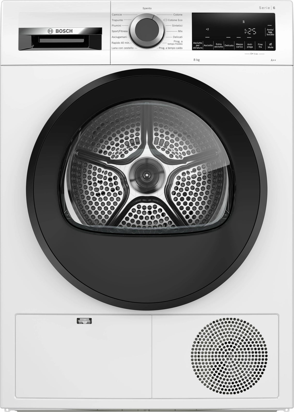 Asciugatrice Bosch WQG23100IT 8KG Classe E Pompa di calore EasyClean Bianca