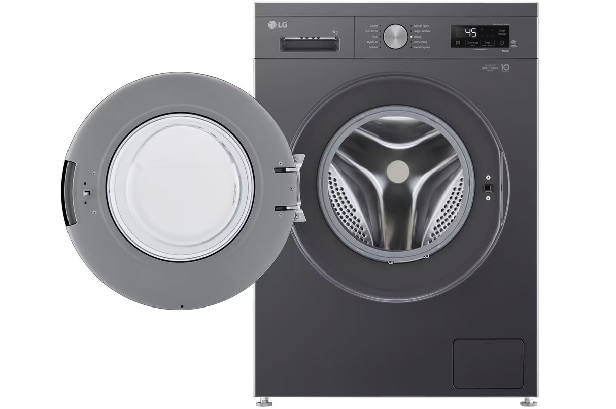 Lavatrice LG F4NX1009NMB Classe A Capacità 9 Kg Centrifuga 1400 Giri Colore Nero