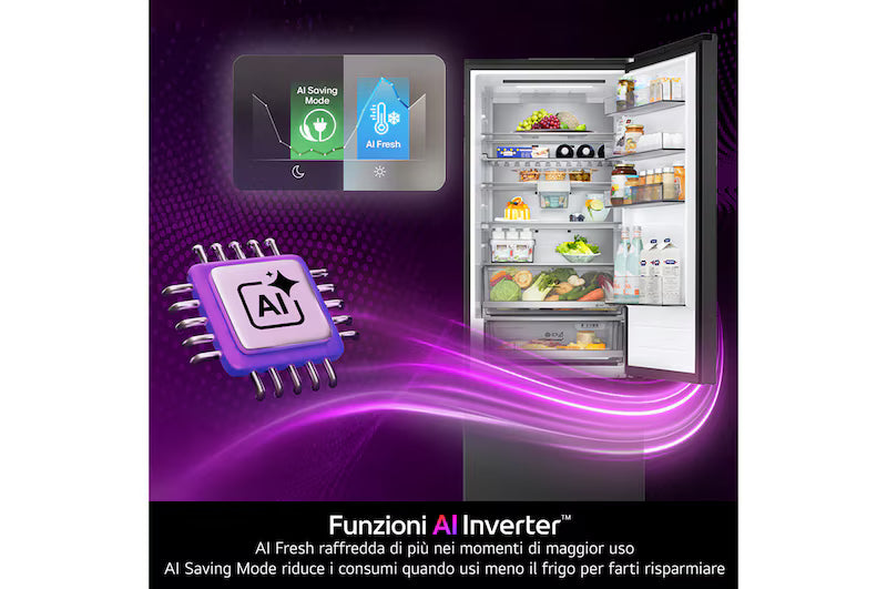 Frigorifero combinato LG GBBS726CPY 60 cm 375L AI Inverter Wi-Fi Metal Fresh Door Cooling Total No Frost Classe C