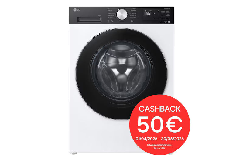 Lavatrice LG F4NX5009TKC 9kg Serie X5 1400 giri Wi-Fi 6 Motion Direct Drive Allergy Care Classe A-40%