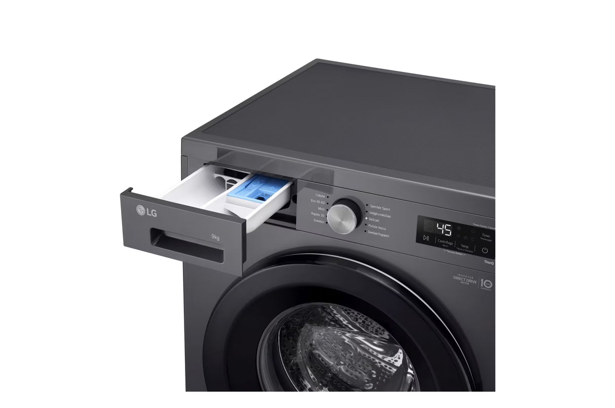 Lavatrice LG F4NX1009NMB Classe A Capacità 9 Kg Centrifuga 1400 Giri Colore Nero