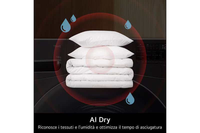 Asciugatrice LG RH18U8AVCW 18 kg Pompa di calore DUAL Inverter Direct Drive AI Dry Wi-Fi Classe D