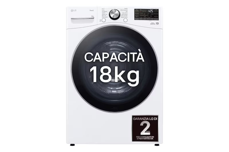 Asciugatrice LG RH18U8AVCW 18 kg Pompa di calore DUAL Inverter Direct Drive AI Dry Wi-Fi Classe D