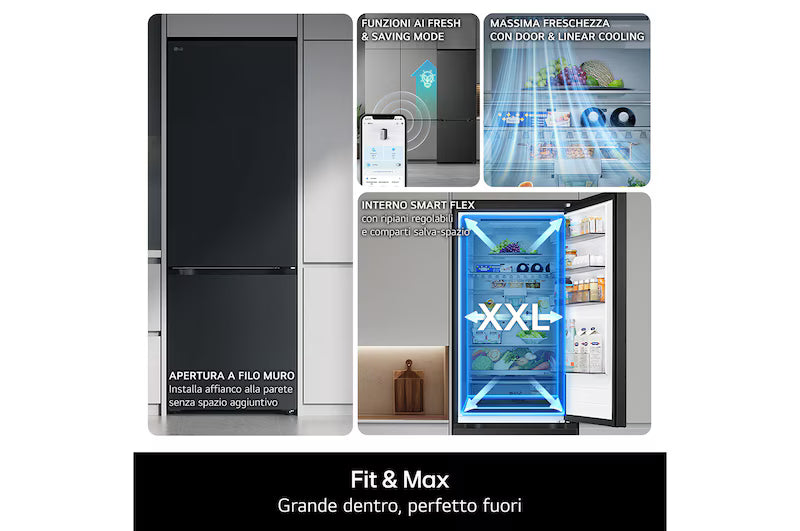 Frigorifero Combinato LG GBBS726CPY 60 cm Classe C 375 L con AI Inverter e Wi-Fi Prime Silver