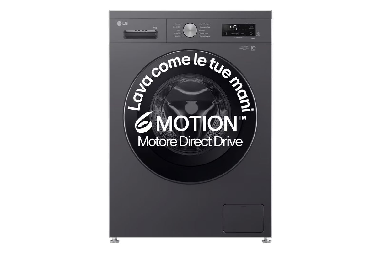 Lavatrice LG F4NX1009NMB Classe A Capacità 9 Kg Centrifuga 1400 Giri Colore Nero