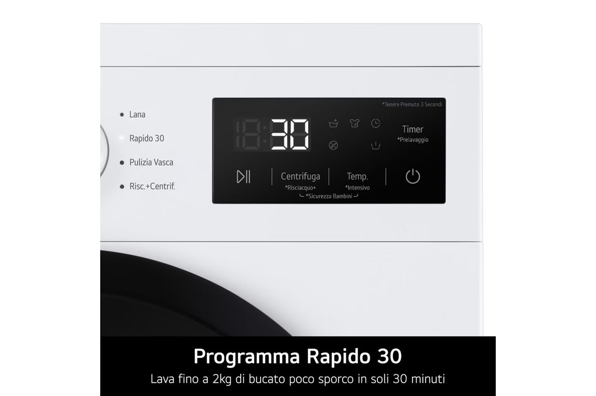 Lavatrice LG F4NA10S8NWK Slim Classe A Capacità 8 Kg Centrifuga 1400 Giri