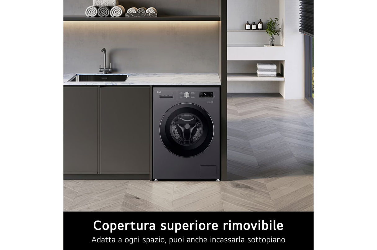 Lavatrice LG F4NX1009NMB Classe A Capacità 9 Kg Centrifuga 1400 Giri Colore Nero