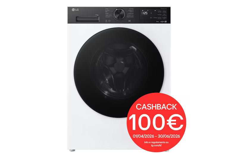 Lavatrice LG F4NX5011TKB 11kg Serie X5 1400 giri Wi-Fi 6 Motion Direct Drive Allergy Care Classe A-40%